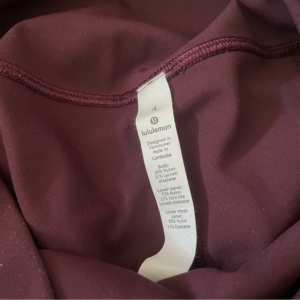 lululemon athletica Burgundy High-Rise Mesh Hem Cropped Leggings - Picture 6 of 6